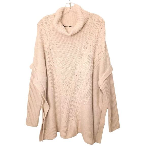 Simply Vera Wang Sweater Plus XXL Beige Chunky Cableknit LAGENLOOK Cowl Relaxed - Picture 1 of 16